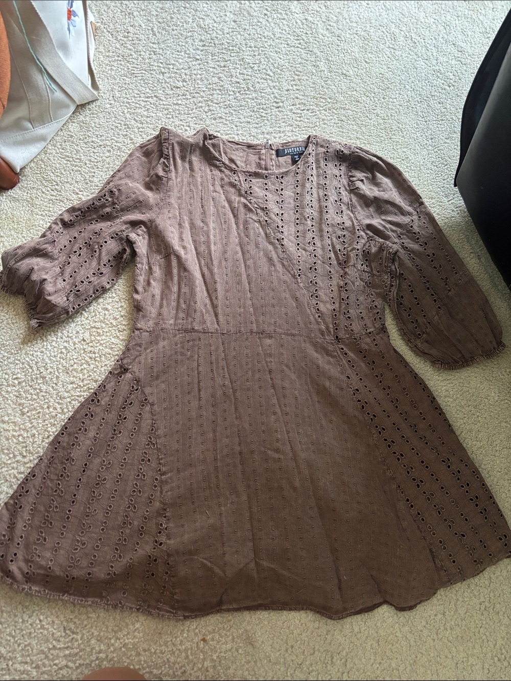Disturbia Brown Eyelet Peasant dress